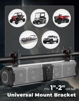 Kemimoto Midnight S60 26" RGB UTV Sound Bar & 1"-2" Golf Cart Marine Roll Bar