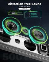 Kemimoto Midnight S80 26"/32" Aluminum 6-Speaker RGB Silver Soundbar