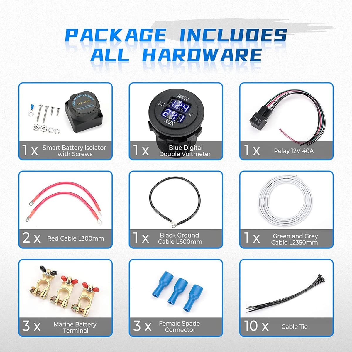 Kemimoto Polaris 12V 140AMP UTV/ATV Dual Battery Isolator Kit