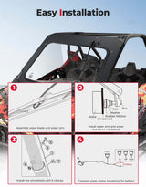 Kemimoto Polaris '20-'24 RZR Pro XP/ Turbo R Glass Windshield w/ Electric Wipers