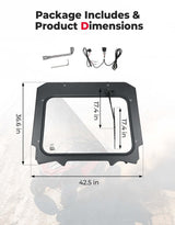 Kemimoto Polaris '20-'24 RZR Pro XP/ Turbo R Glass Windshield w/ Electric Wipers