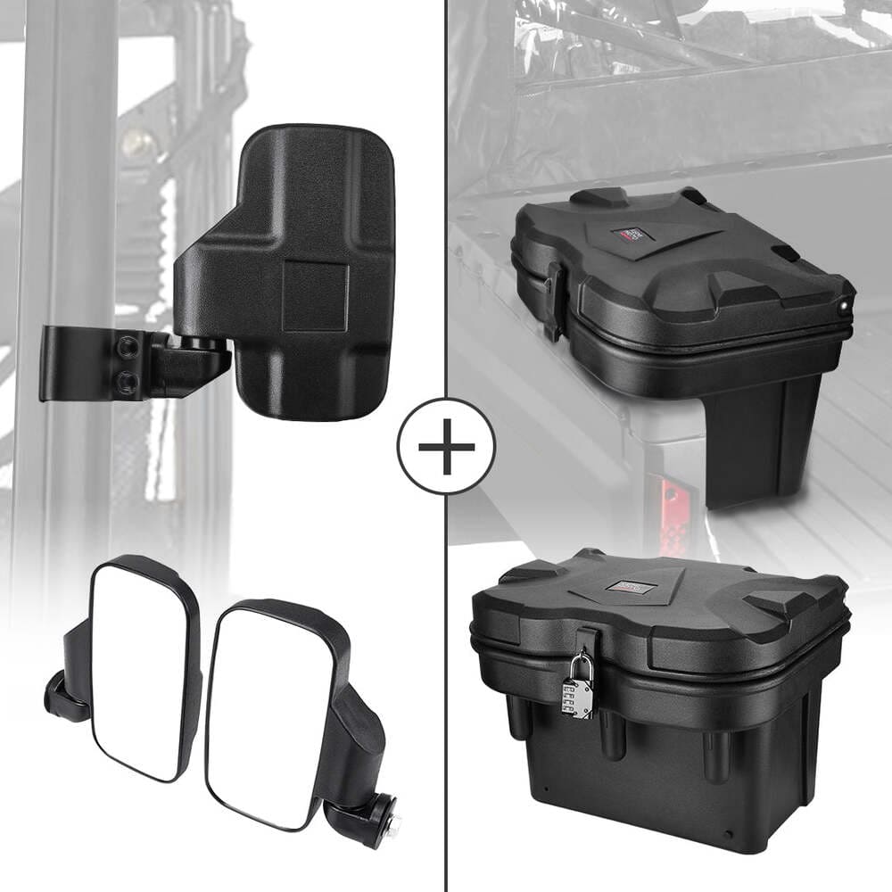 Kemimoto Polaris General 1000 Adjustable Side Mirrors & Cargo Tool Box