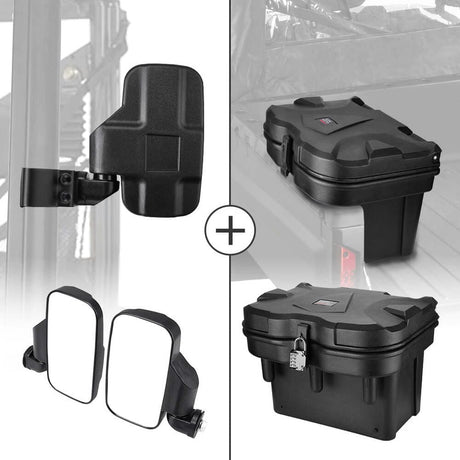 Kemimoto Polaris General 1000 Adjustable Side Mirrors & Cargo Tool Box