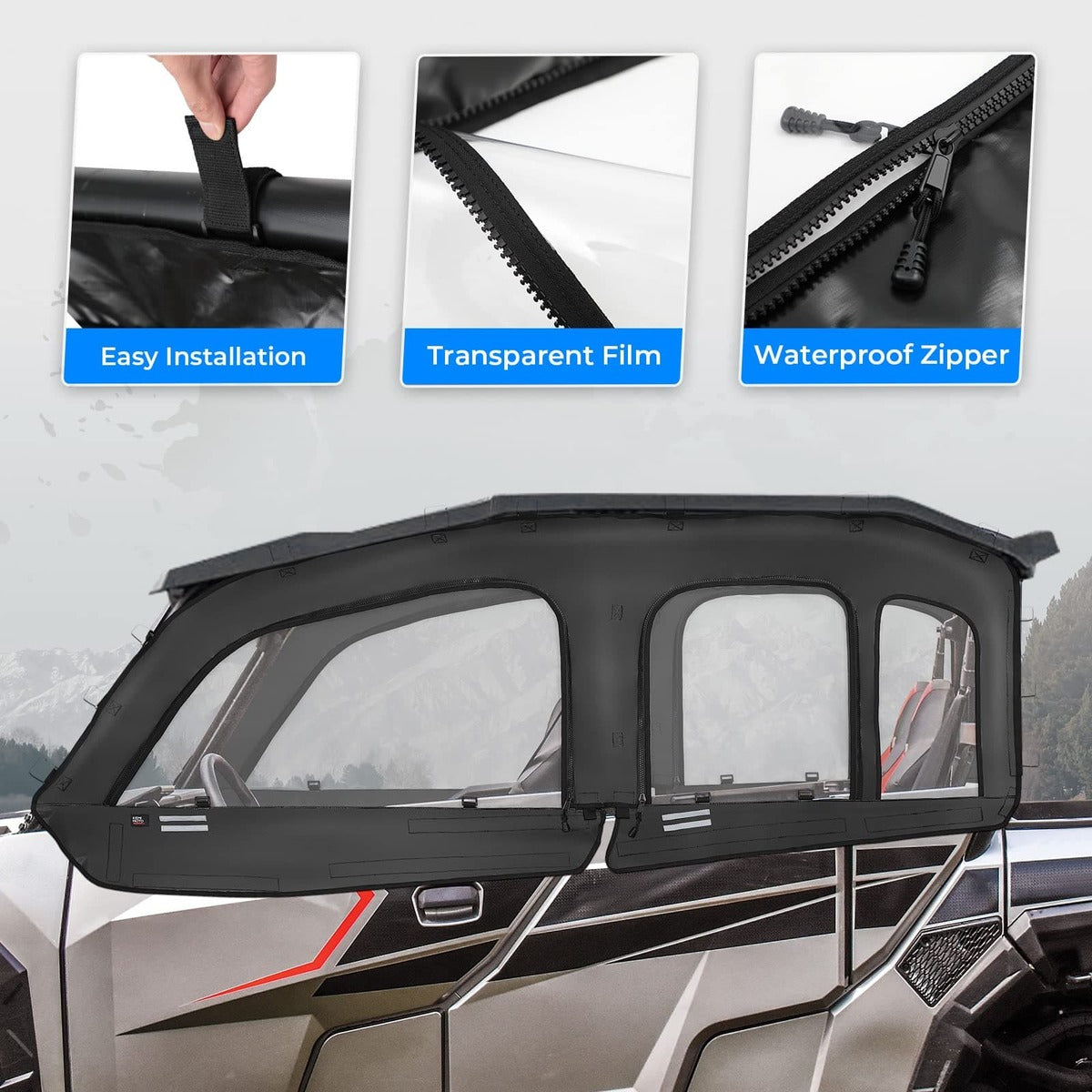 Kemimoto Polaris General XP 4 1000 Soft Cab Enclosure Upper Doors