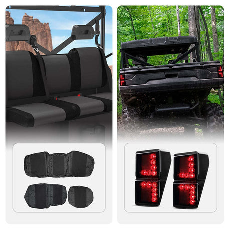 Kemimoto Polaris Ranger XP 1000 Waterproof Seat Cover & Tail Lights