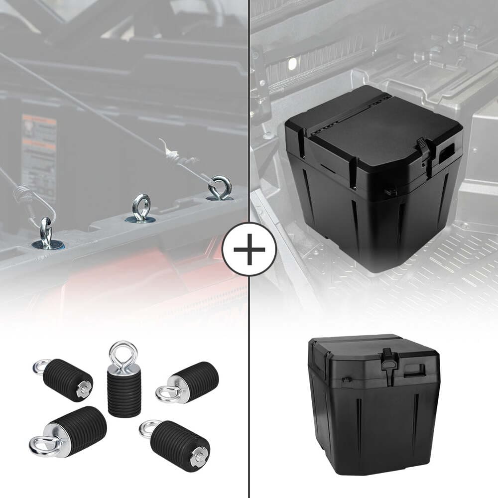 Kemimoto Polaris Ranger 1000 XP 2" Tie Down Anchors & Under Seat Storage Box
