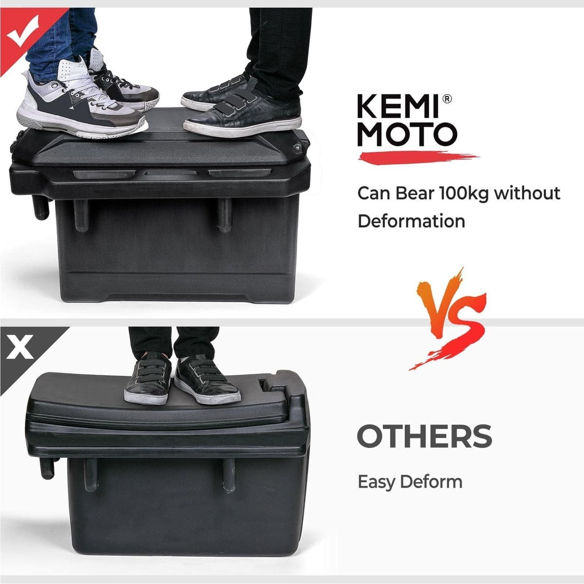 Kemimoto Polaris Ranger 45L Waterproof Bed Cargo Box - Passenger Side