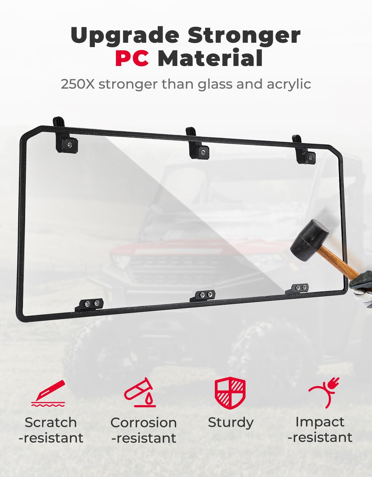 Kemimoto Polaris Ranger Rear Windshield