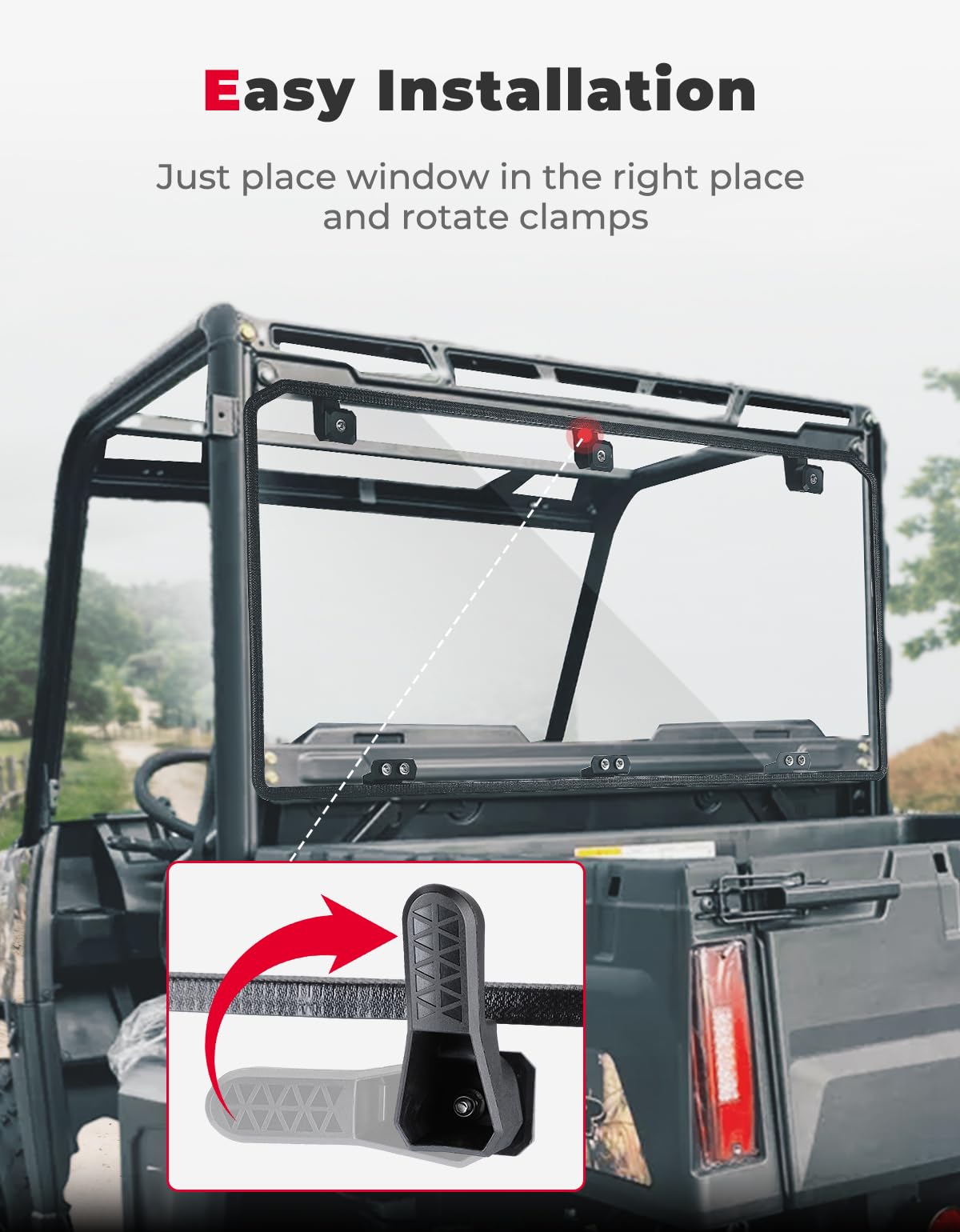 Kemimoto Polaris Ranger Rear Windshield