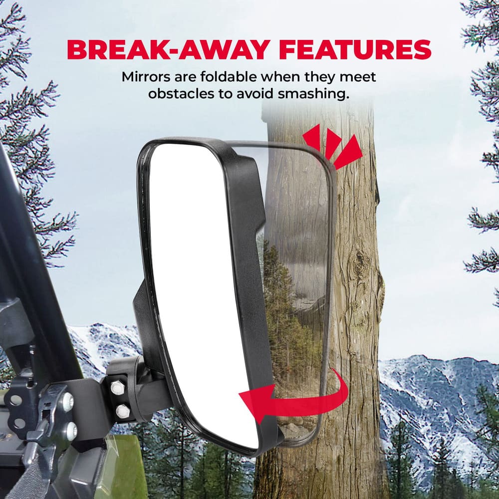 Kemimoto Polaris Ranger 570 10" Large UTV Side Mirrors w/ Pro Fit Cage