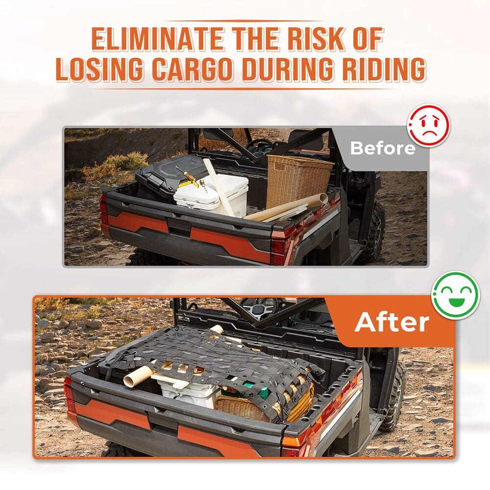 Kemimoto Polaris Ranger Heavy Duty UTV Bed Cargo Net