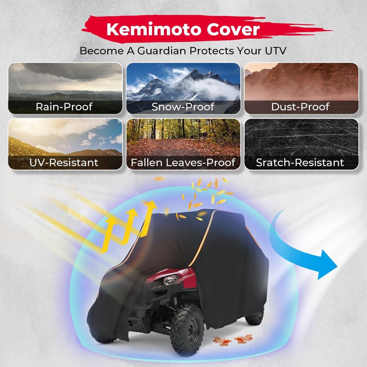 Kemimoto Polaris Ranger XP 1000 UTV Storage Sun Rain UV Cover