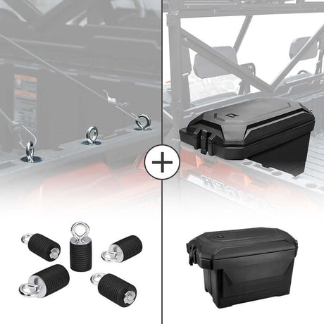 Kemimoto Polaris Ranger 2" Passenger Side Tie Down Anchors & Big Size Cargo Box
