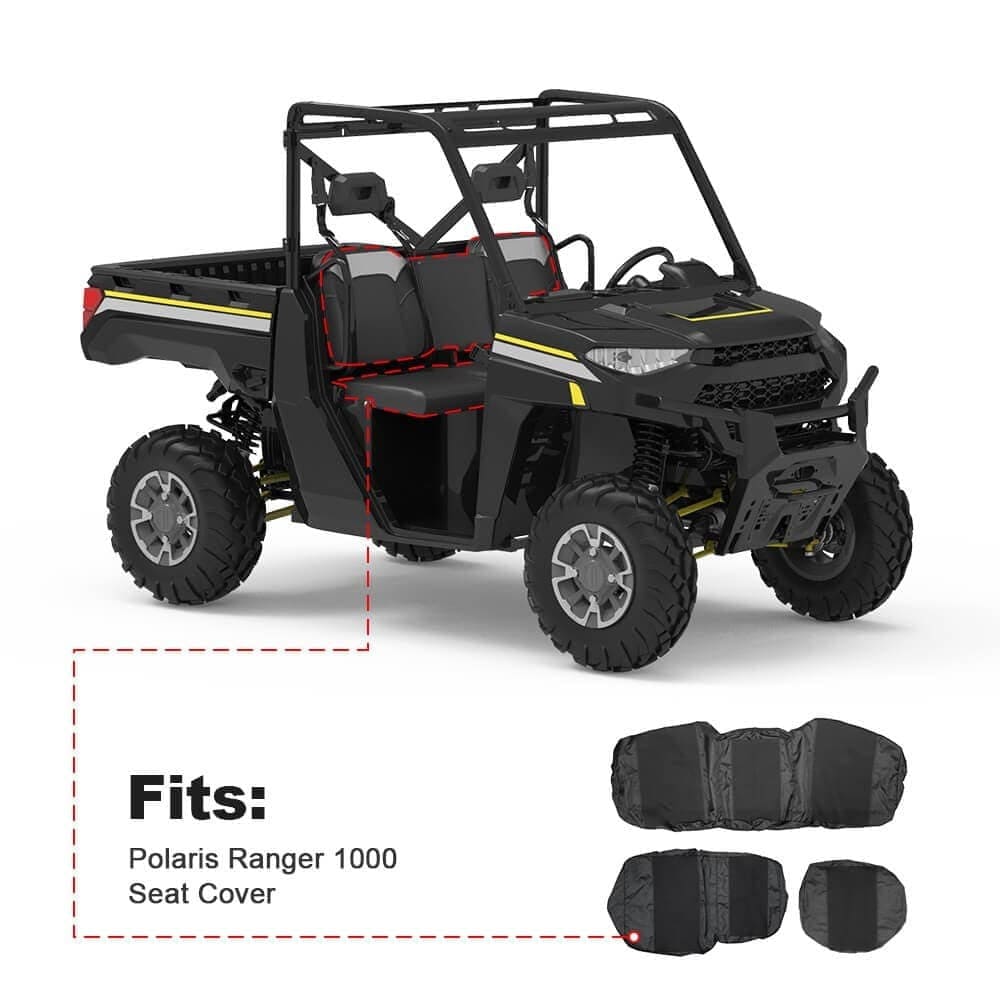 Kemimoto Polaris Ranger UTV Waterproof Seat Cover & Big Size Cargo Box
