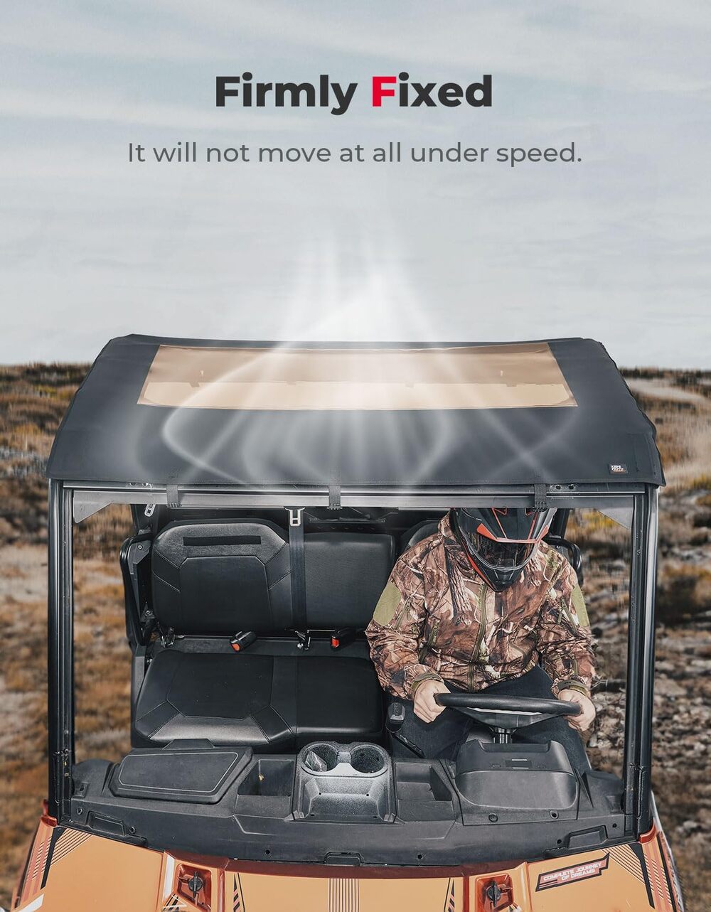 Kemimoto Polaris Ranger XP 1000 3-Seat Canvas Roof Top Tint Waterproof