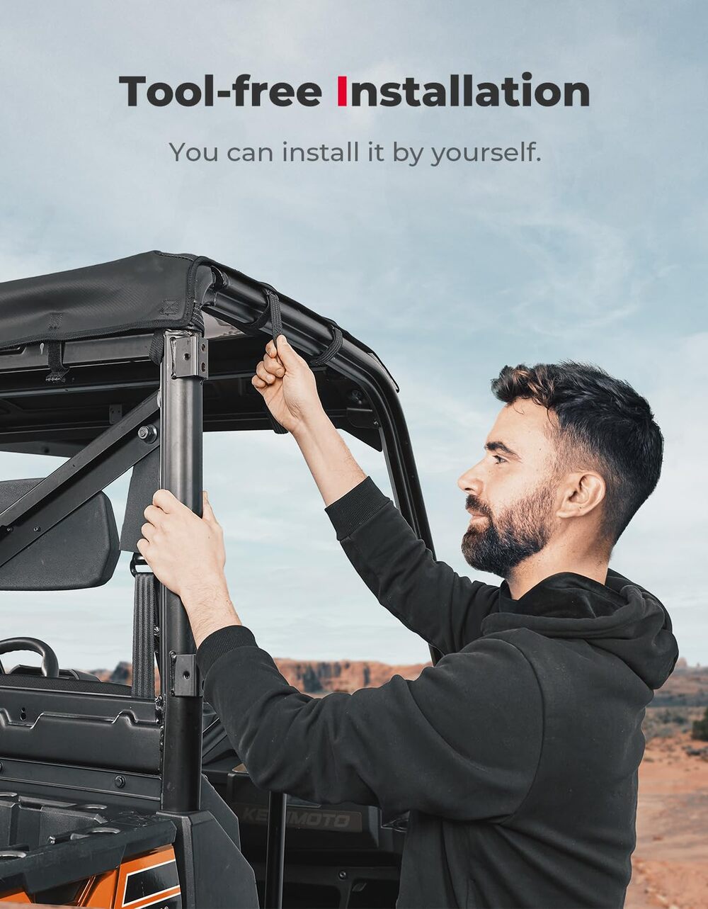 Kemimoto Polaris Ranger XP 1000 3-Seat Canvas Roof Top Tint Waterproof