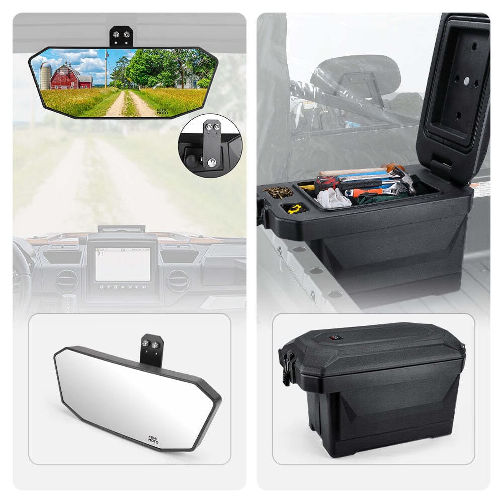 Kemimoto Polaris Ranger XP 1000 45L Storage box & Rear View Mirror