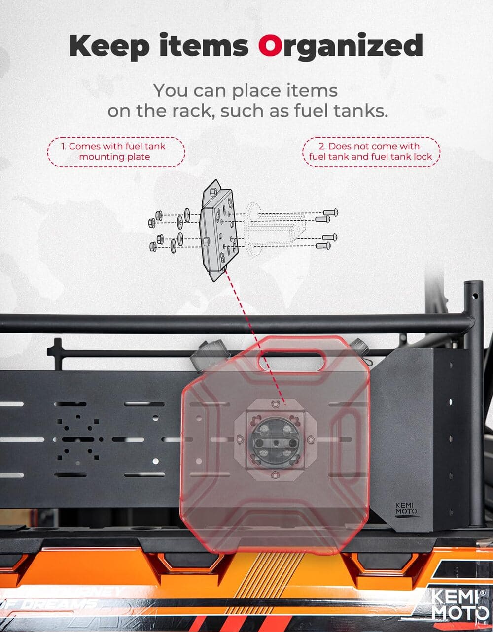 Kemimoto Polaris Ranger XP 1000/900 Heavy Duty Rear Cargo Rack