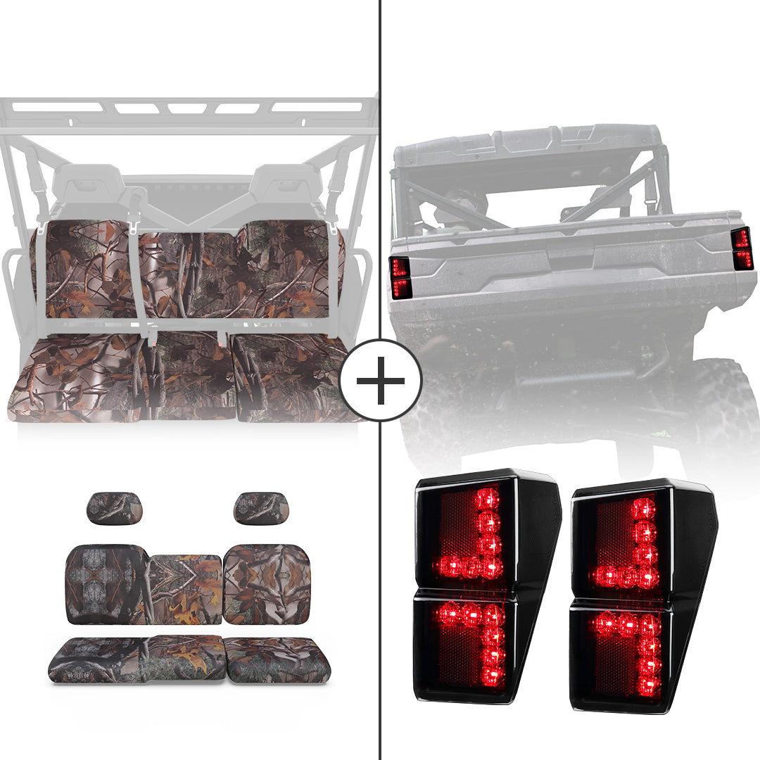 Kemimoto Polaris Ranger XP 1000 Camouflage Seat Cover & Tail Light