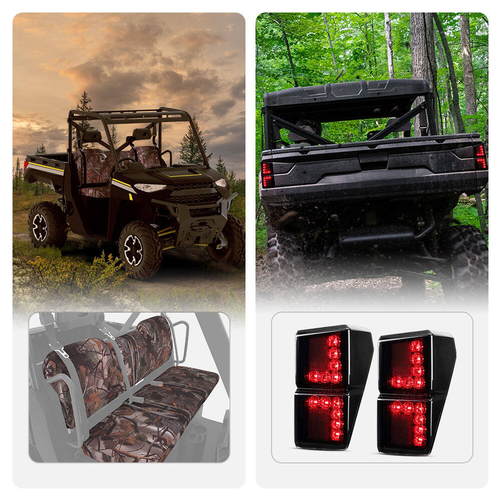 Kemimoto Polaris Ranger XP 1000 Camouflage Seat Cover & Tail Light