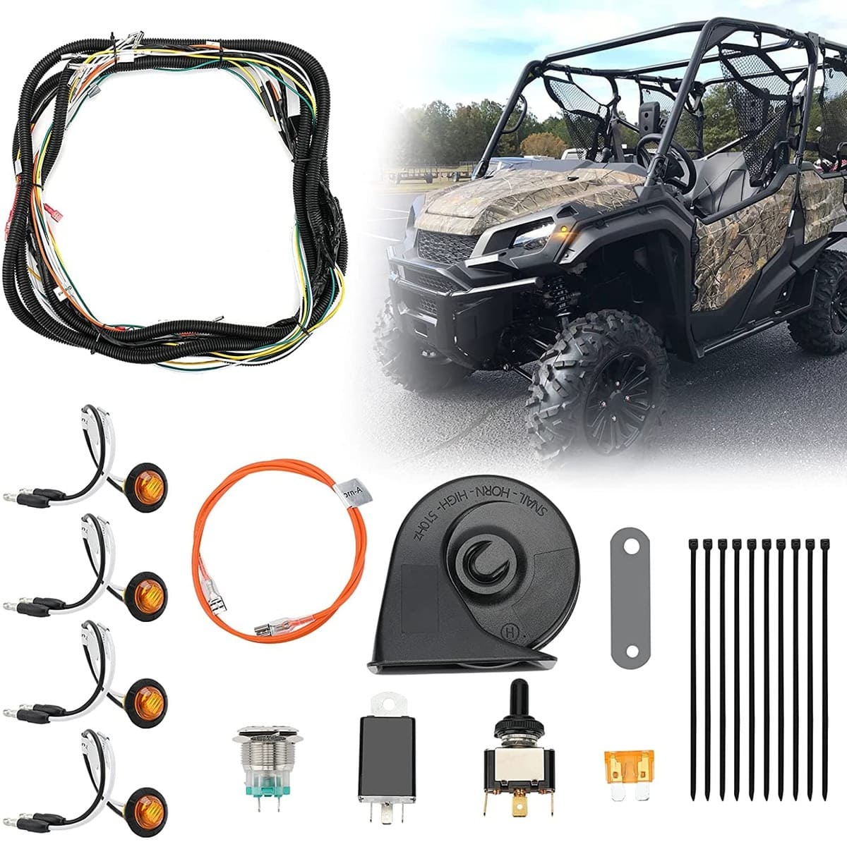 Kemimoto Polaris Ranger XP 1000 Crew Turn Signal Kit, Seat Cover & Side Mirrors