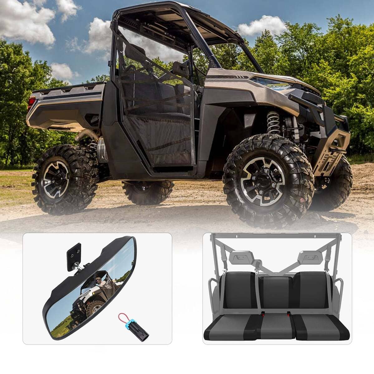 Kemimoto Polaris Ranger XP 1000 Rear View Mirror & Waterproof Seat Cover