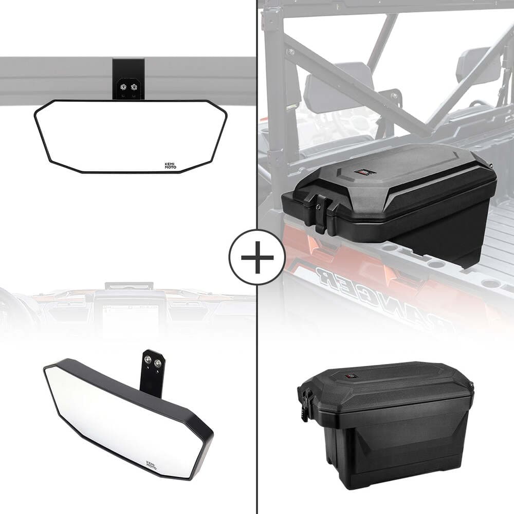 Kemimoto Polaris Ranger XP 1000 Rear View Mirror & Waterproof Tool Box - 45L