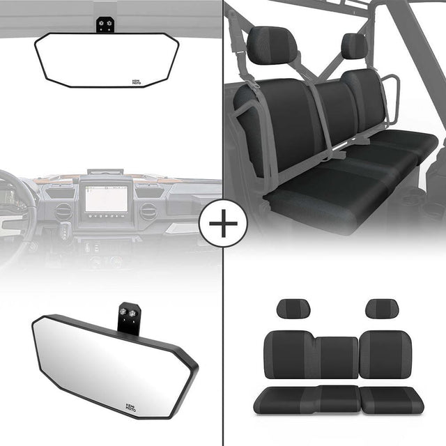 Kemimoto Polaris Ranger XP 1000 Upgraded Rear View Mirror & Camouflage Seat Cover
