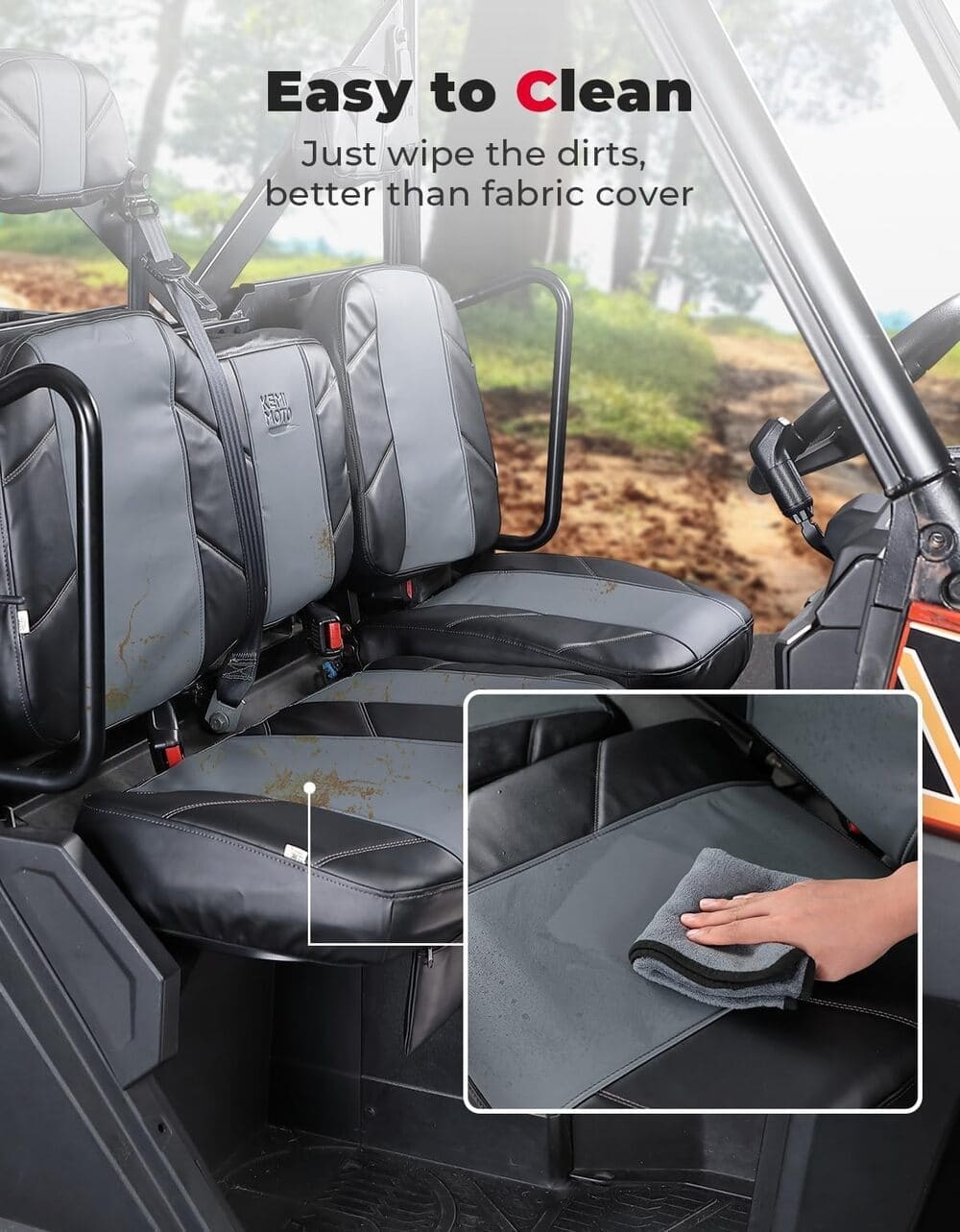 Kemimoto Polaris Ranger XP 1000 UTV Leather Seat Covers w/ Pocket