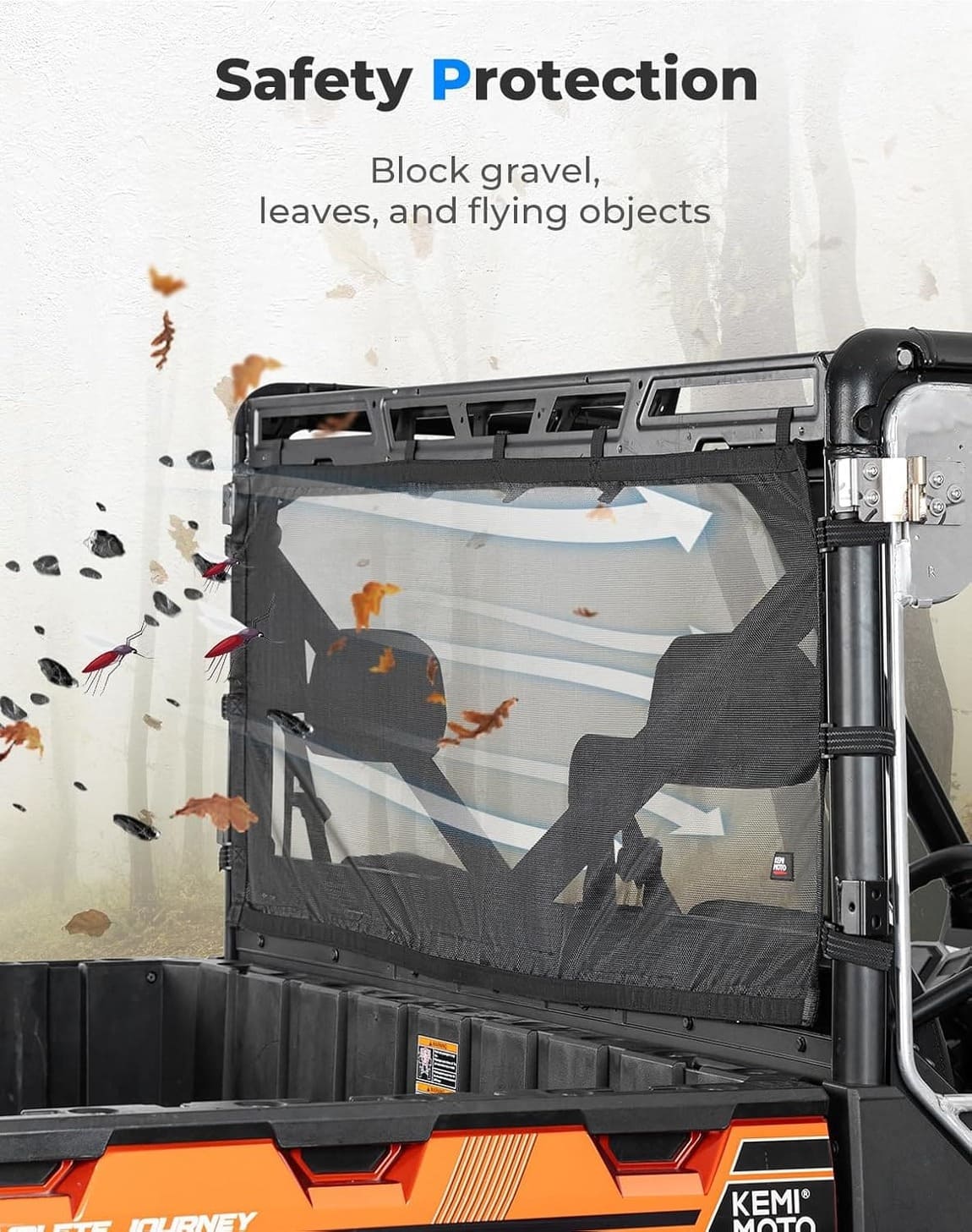 Kemimoto Polaris Ranger XP 1000 UTV Sunshade Soft Rear Window Net