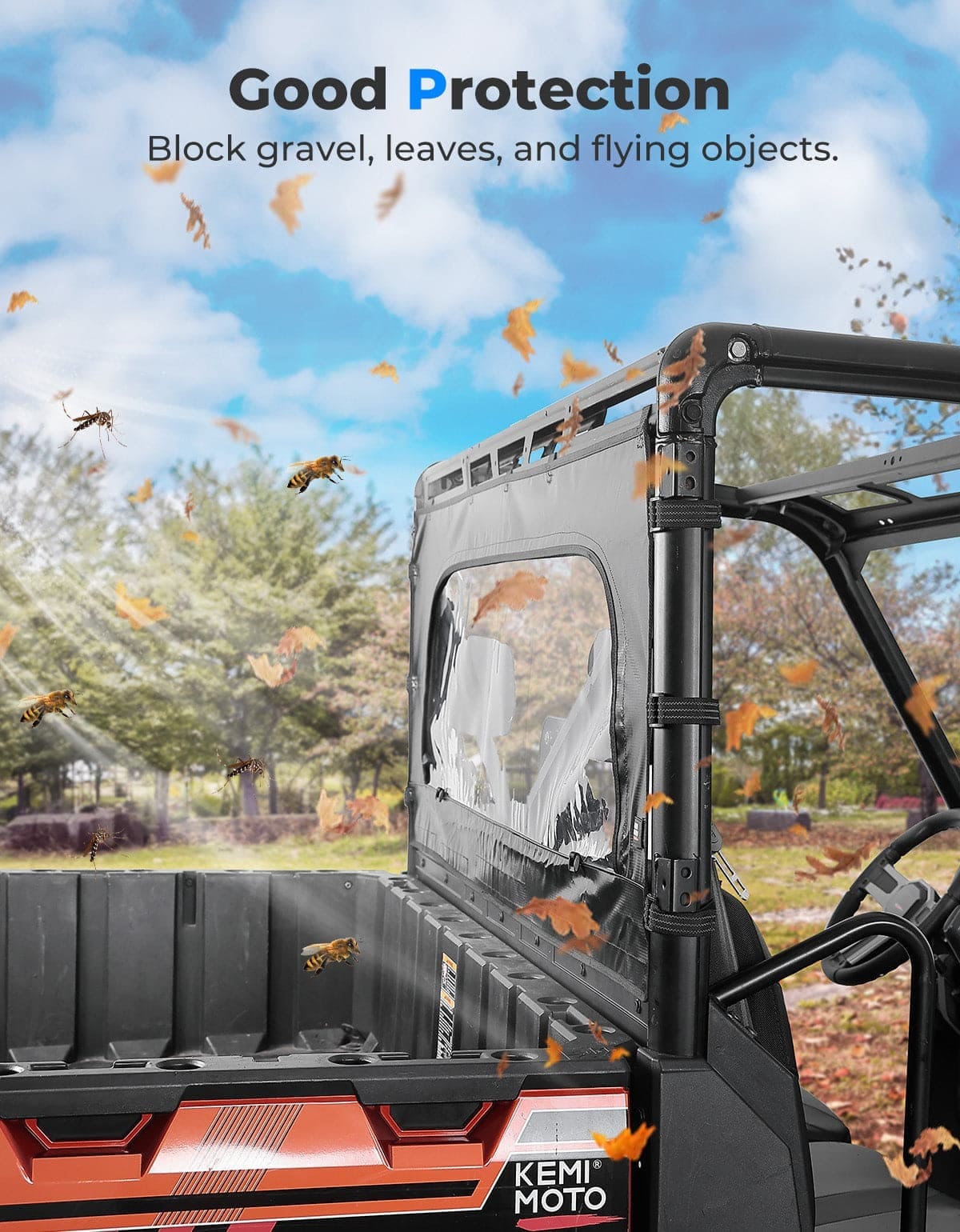 Kemimoto Polaris Ranger XP 1000 UTV Zippered Soft Rear Window