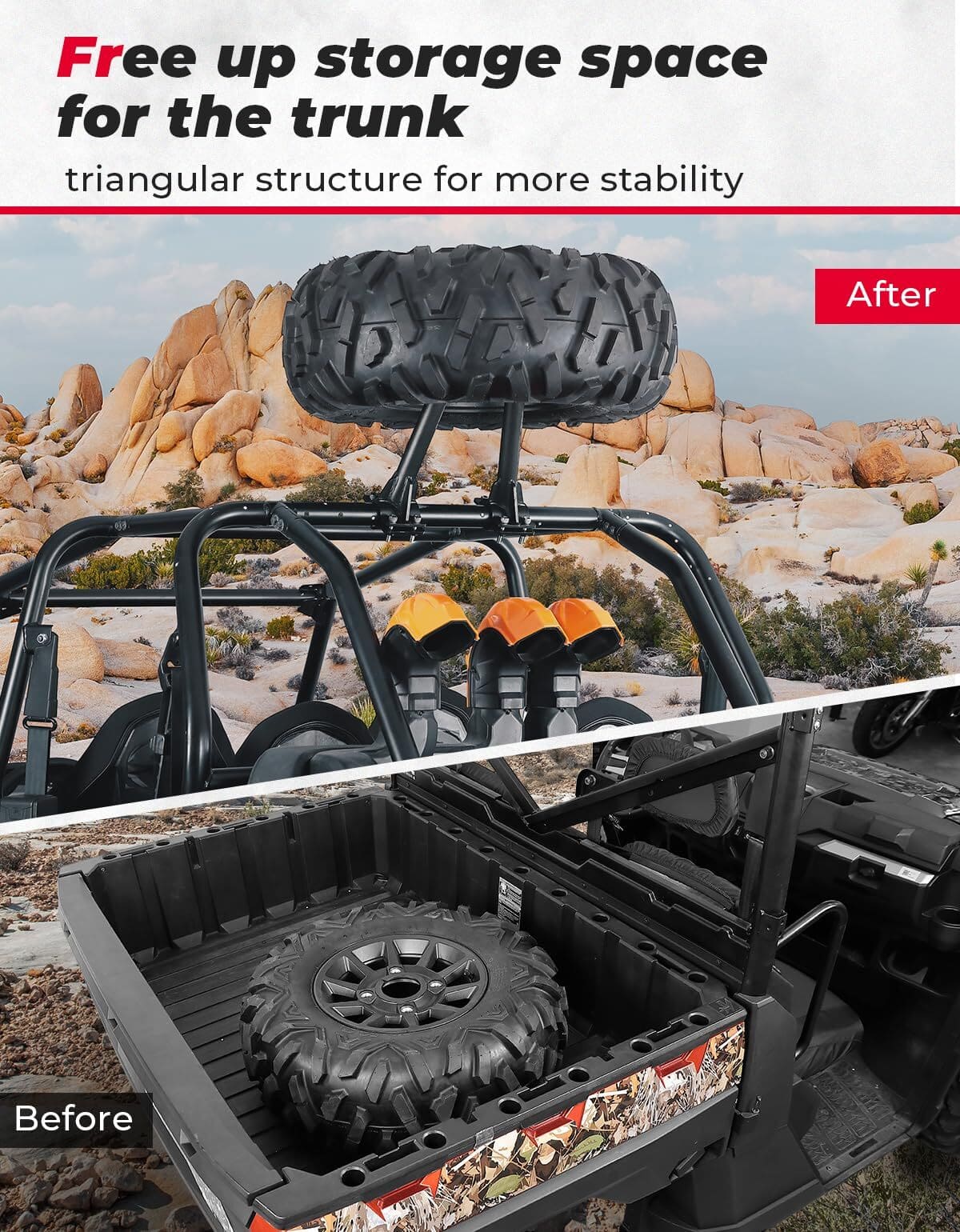 Kemimoto Polaris RZR 1.5''-2'' Roll Cage UTV Spare Tire Carrier