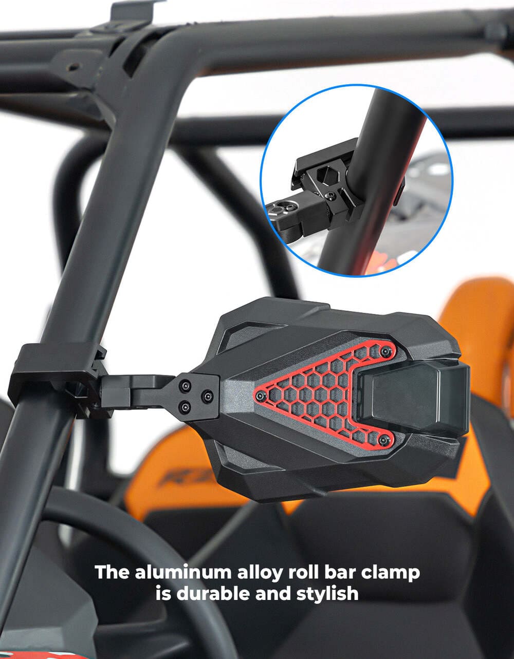 Kemimoto Polaris RZR 1.5"-2" UTV Roll Cage Side View Mirrors