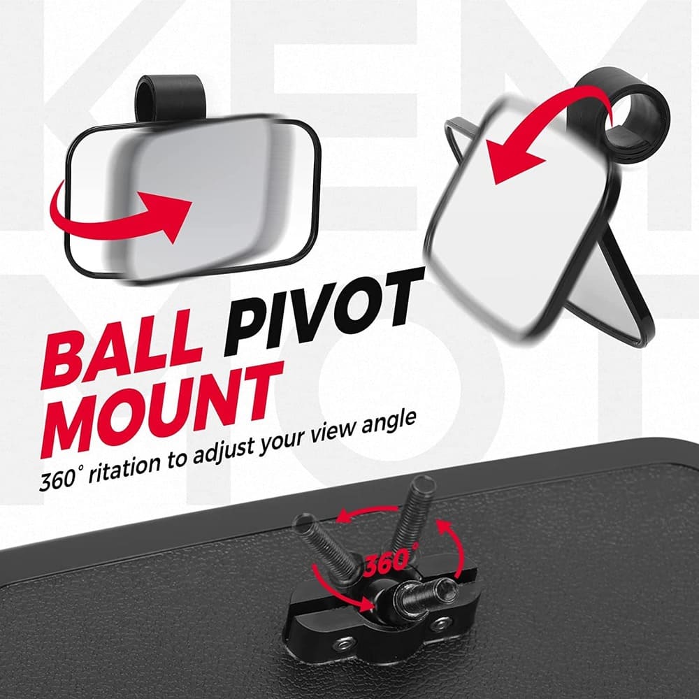 Kemimoto Polaris RZR 1.6"-2" Roll Bar Cage UTV Side Mirrors & Center Mirror