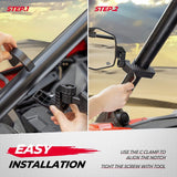 Kemimoto Polaris RZR 1.65"-2" Roll Bar UTV Side Mirrors - 1 Pair