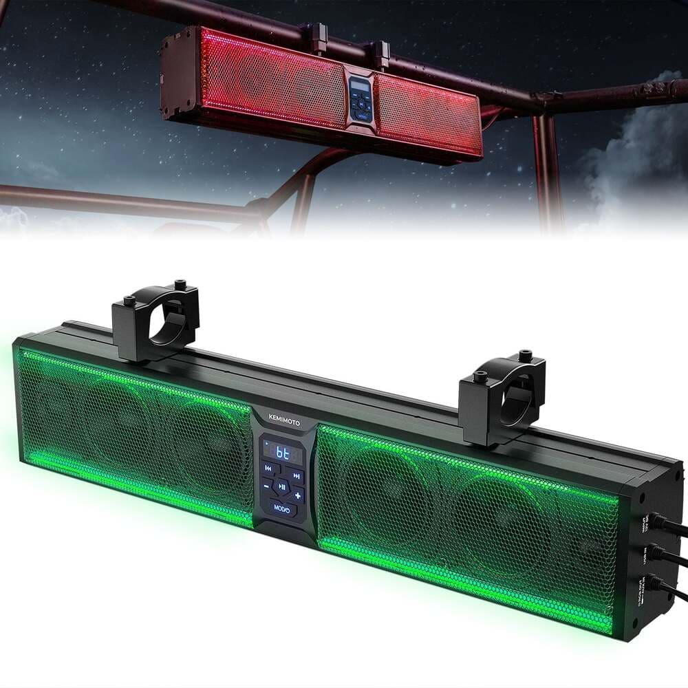 Kemimoto Polaris RZR 1.75''-2.25'' Roll Bar 26'' 6 Speaker RGB Universal Sound Bar
