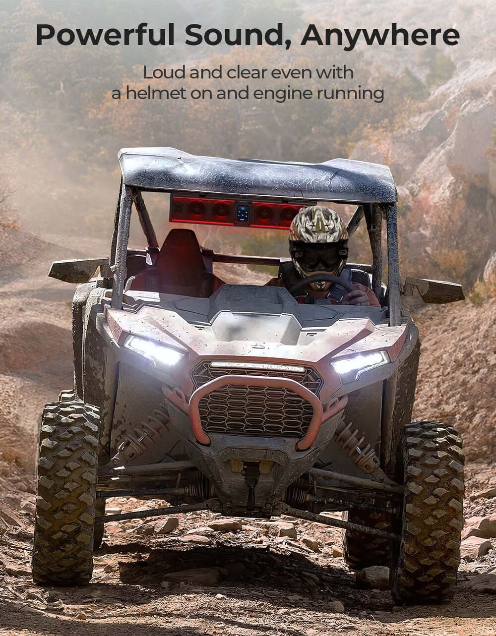 Kemimoto Polaris RZR 1.75''-2.25'' Roll Bar 26'' 6 Speaker RGB Universal Sound Bar