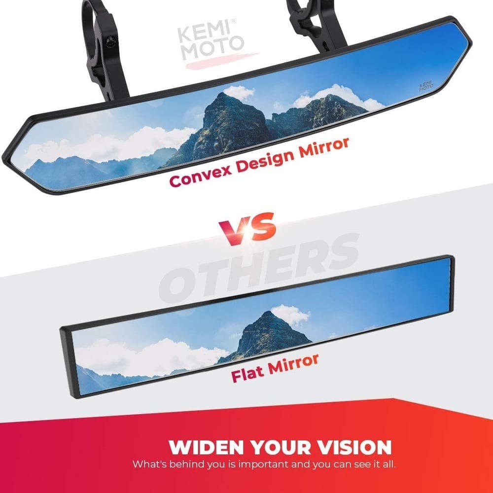 Kemimoto Polaris RZR 1.75"-2" Round Tube UTV Adjustable Rear View Mirror & Side Mirrors