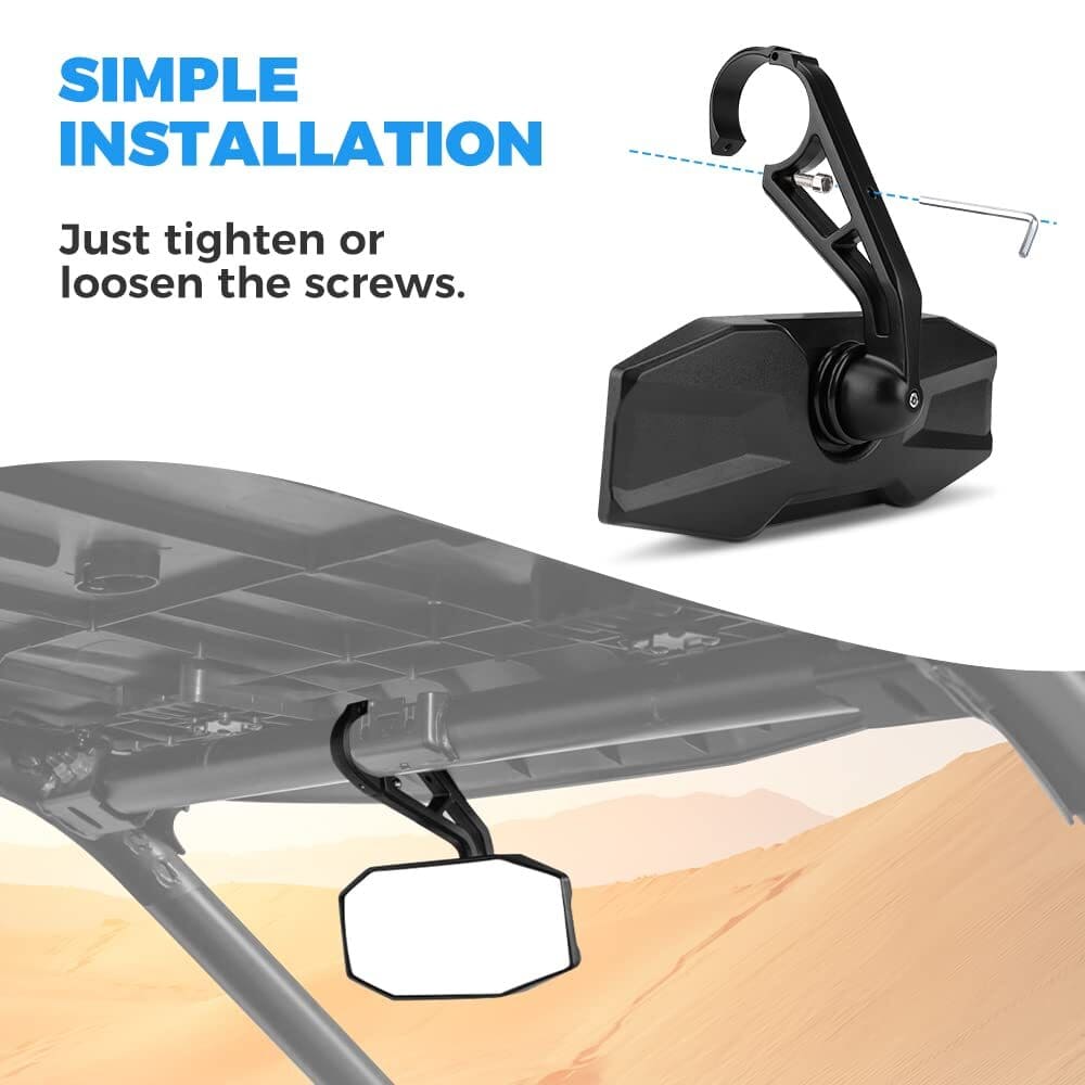 Kemimoto Polaris RZR 1.75” Roll Bar Rear View Center Mirror