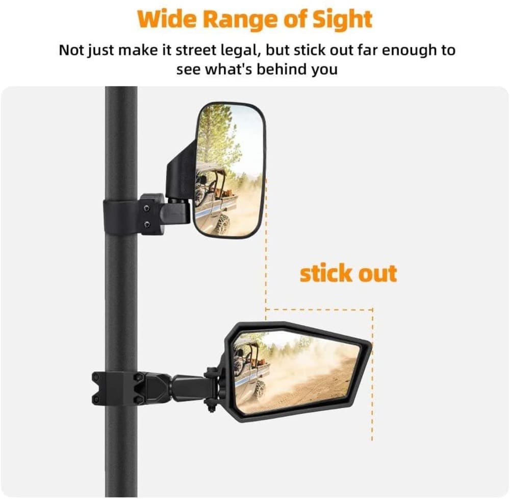 Kemimoto Polaris RZR 570 1.75" UTV Roll Bar Color Side Rear View Mirror