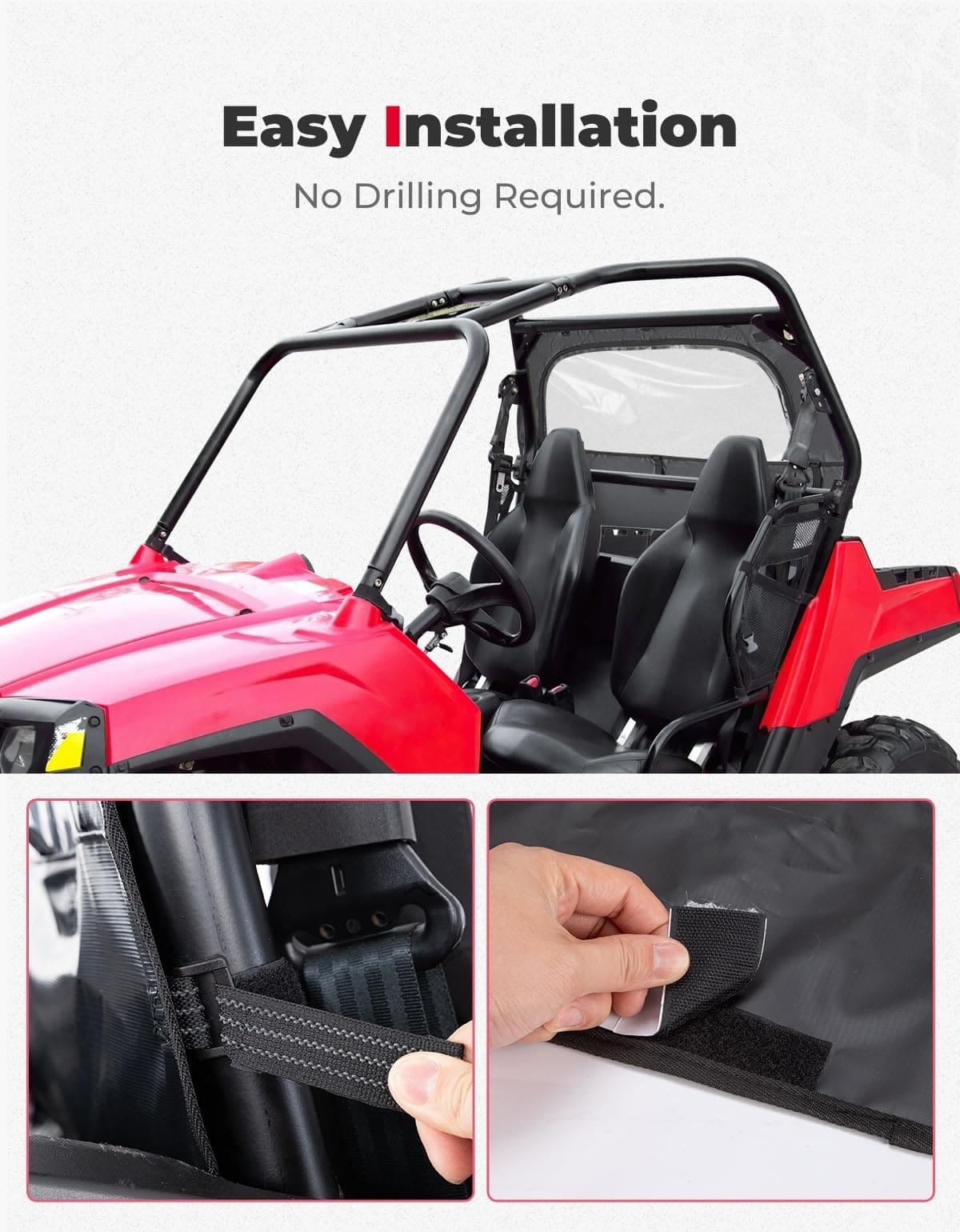 Kemimoto Polaris RZR 570 UTV Rear Windshield w/ Zipper