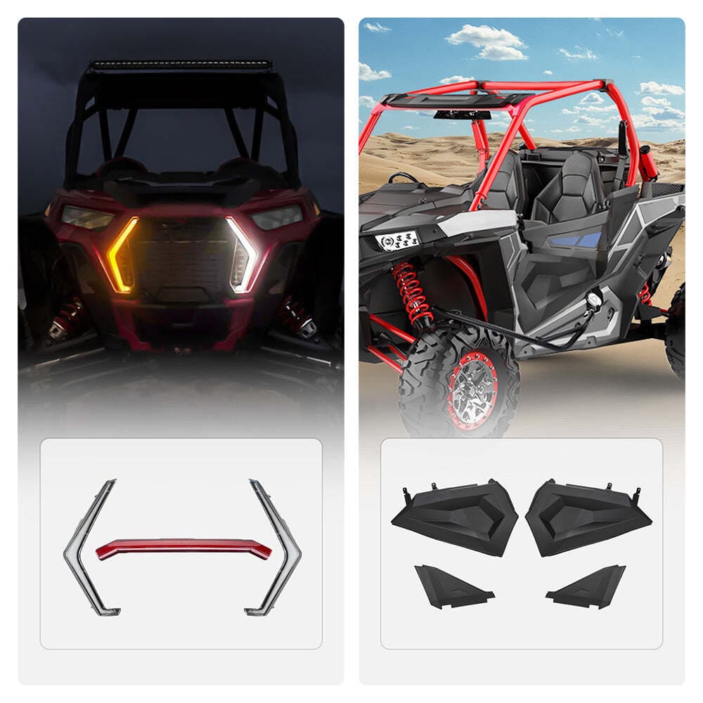 Kemimoto Polaris RZR Front LED Street Legal Light & Lower Half Door