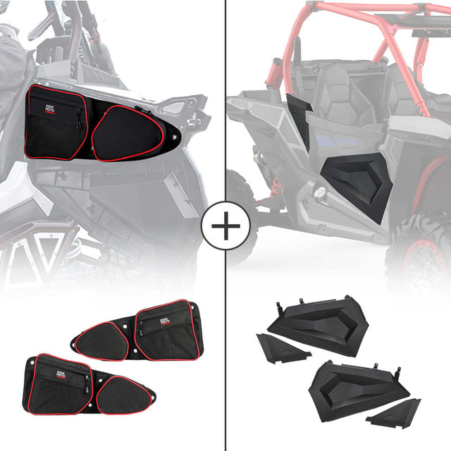 Kemimoto Polaris RZR Front Side Door Bags & Lower Half Door Inserts Panels