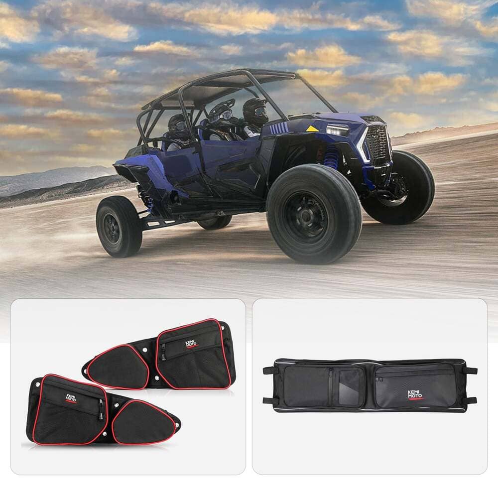 Kemimoto Polaris RZR Front Side Door Bags & Roof Overhead Storage Bag