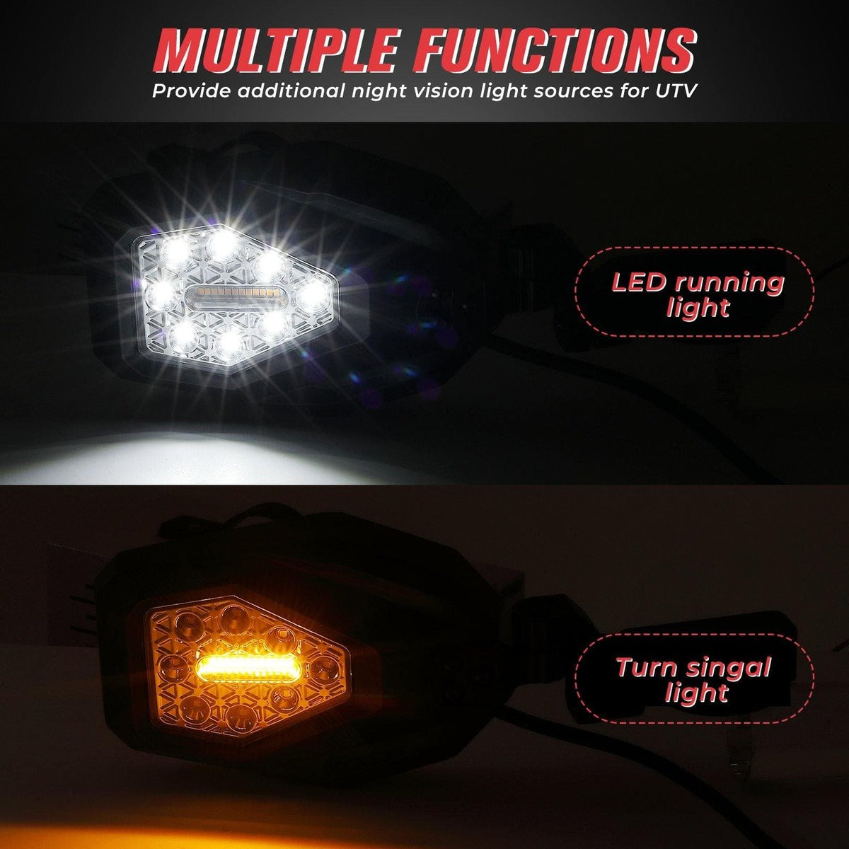 Kemimoto Polaris RZR Mirrors with LED Turn Signal Lights