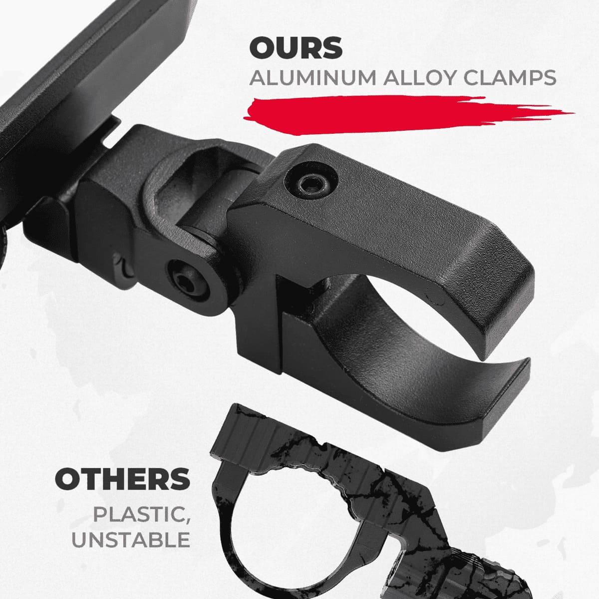 Kemimoto Polaris RZR Pro XP 1.65"-2" Roll Bar Rear View Mirror w/ Light Built-in Rechargeable Battery