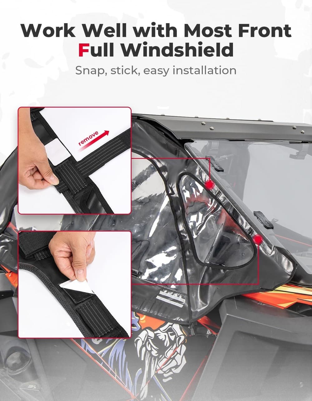 Kemimoto Polaris RZR Pro XP Soft Cab Enclosure Upper Doors - 2 Seat