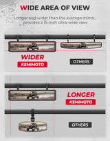 Kemimoto Polaris RZR PRO XP UTV 1.65"-2" Sturdy Gear Clamp Rear View Mirror