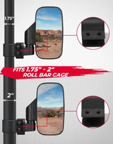 Kemimoto Polaris RZR UTV "1.75"-2" Side View High Impact Convex Mirror