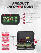 Kemimoto Polaris RZR UTV 12-24V 8 Gang Switch Panel